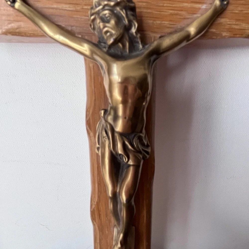 Crucifix Wall Cross, Handmade Catholic Wooden Cross with Jesus Christ for Wall